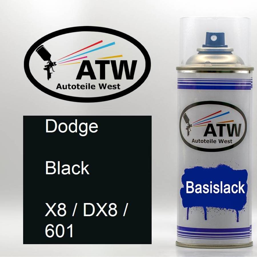Dodge, Black, X8 / DX8 / 601: 400ml Sprühdose, von ATW Autoteile West.